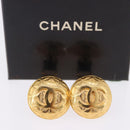 CHANEL Earring metal Gold Tone CC Auth 198844V-14