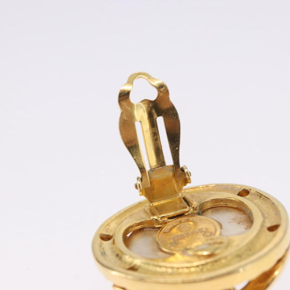 CHANEL Pearl Earring metal Gold Tone CC Auth 198846