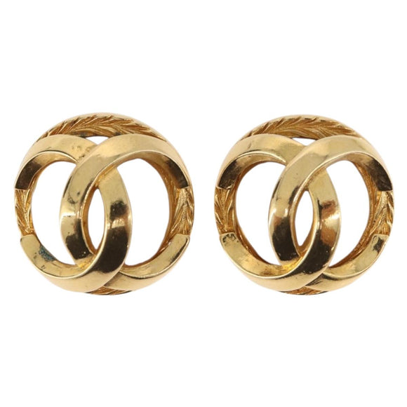 CHANEL Pearl Earring metal Gold Tone CC Auth 198846