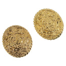 CHANEL Knight Earring Metal Gold Tone CC Auth 198847-1