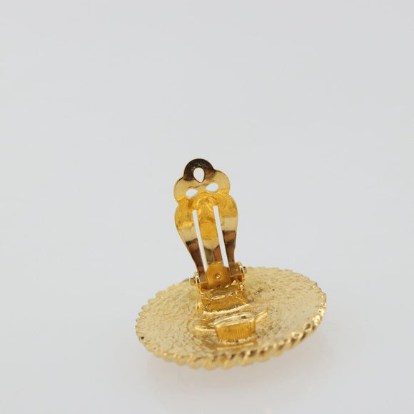 CHANEL Knight Earring Metal Gold Tone CC Auth 198847