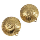 CHANEL Earring Metal Gold Tone CC Auth 198848V-1