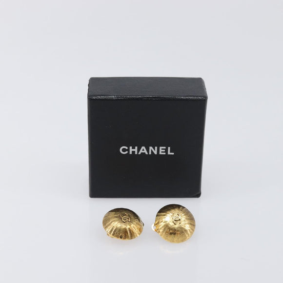 CHANEL Earring Metal Gold Tone CC Auth 198848V