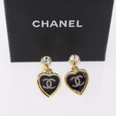 CHANEL Coco Heart Pierce metal Gold Tone CC Auth 198850V-14