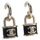 CHANEL Push Lock Coco Earring metal Gold Tone CC Auth 198851M-1
