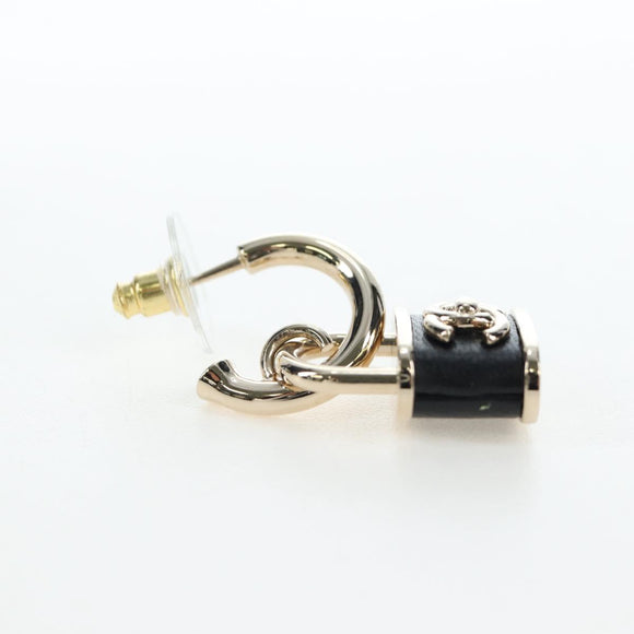 CHANEL Push Lock Coco Earring metal Gold Tone CC Auth 198851M
