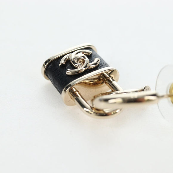 CHANEL Push Lock Coco Earring metal Gold Tone CC Auth 198851M