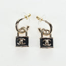 CHANEL Push Lock Coco Earring metal Gold Tone CC Auth 198851M-3