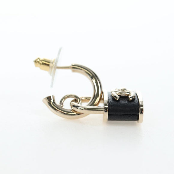 CHANEL Push Lock Coco Earring metal Gold Tone CC Auth 198851M