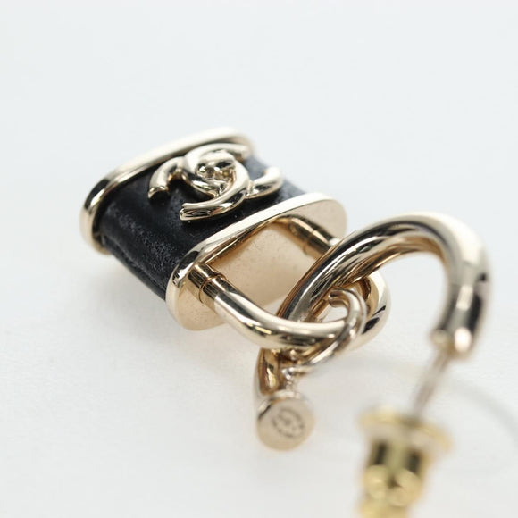 CHANEL Push Lock Coco Earring metal Gold Tone CC Auth 198851M