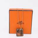 HERMES Asdu Cool PM Necklace metal Brown Auth 198852V-15