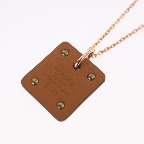 HERMES Asdu Cool PM Necklace metal Brown Auth 198852V