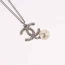CHANEL COCO Mark Necklace Metal Silver CC Auth 198854V-3