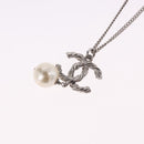 CHANEL COCO Mark Necklace Metal Silver CC Auth 198854V-9
