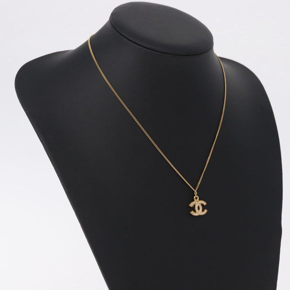 CHANEL COCO Mark Necklace metal Gold Tone CC Auth 198855V