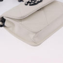 CHANEL chanel 19 Chain Wallet Lamb Skin White Silver CC Auth 198864M-10
