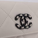CHANEL chanel 19 Chain Wallet Lamb Skin White Silver CC Auth 198864M-14