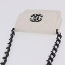 CHANEL chanel 19 Chain Wallet Lamb Skin White Silver CC Auth 198864M-6