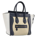 CELINE Luggage Micro shopper Hand Bag Leather White Gold Tone Auth 198867A-1