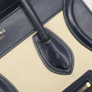 CELINE Luggage Micro shopper Hand Bag Leather White Gold Tone Auth 198867A-15