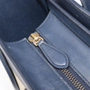 CELINE Luggage Micro shopper Hand Bag Leather White Gold Tone Auth 198867A-18