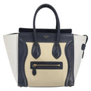 CELINE Luggage Micro shopper Hand Bag Leather White Gold Tone Auth 198867A-2