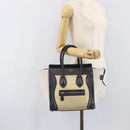 CELINE Luggage Micro shopper Hand Bag Leather White Gold Tone Auth 198867A-27
