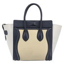 CELINE Luggage Micro shopper Hand Bag Leather White Gold Tone Auth 198867A-3