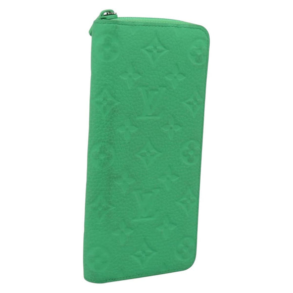 LOUIS VUITTON Taurillon Clemence Zippy Wallet Vertical Green M81549 Auth 198868M