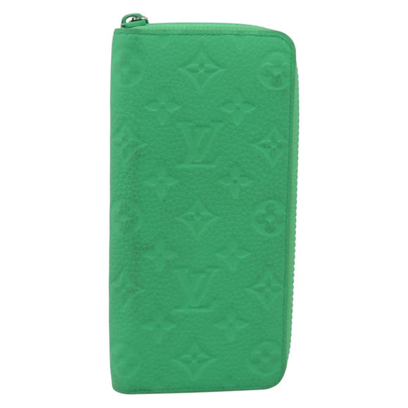 LOUIS VUITTON Taurillon Clemence Zippy Wallet Vertical Green M81549 Auth 198868M