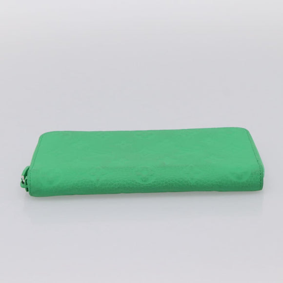 LOUIS VUITTON Taurillon Clemence Zippy Wallet Vertical Green M81549 Auth 198868M
