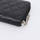 CHANEL Matelasse Cambon Line Long Wallet Leather Black Silver CC Auth 198869A-10