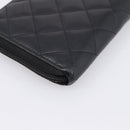 CHANEL Matelasse Cambon Line Long Wallet Leather Black Silver CC Auth 198869A-11