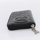 CHANEL Matelasse Cambon Line Long Wallet Leather Black Silver CC Auth 198869A-4