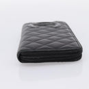CHANEL Matelasse Cambon Line Long Wallet Leather Black Silver CC Auth 198869A-5