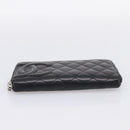 CHANEL Matelasse Cambon Line Long Wallet Leather Black Silver CC Auth 198869A-7