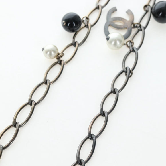 CHANEL Necklace metal Black CC Auth 198872M