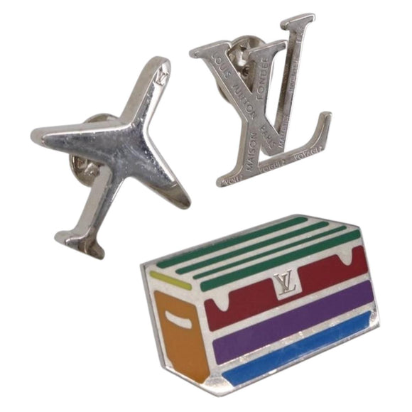LOUIS VUITTON Brooch metal 3Set Silver M63476 LV Auth 198873V
