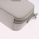 PRADA Shoulder Pouch Saffiano Ivory Silver Auth 198874V-11