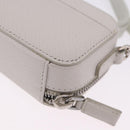 PRADA Shoulder Pouch Saffiano Ivory Silver Auth 198874V-13