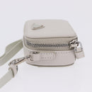 PRADA Shoulder Pouch Saffiano Ivory Silver Auth 198874V-5