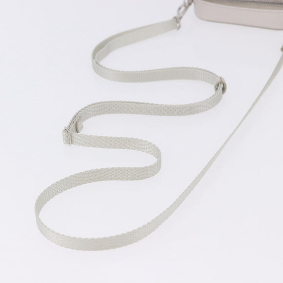 PRADA Shoulder Pouch Saffiano Ivory Silver Auth 198874V