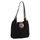 FENDI Mamma Baguette Tote Bag Suede Black Gold Tone Auth 198883A-1
