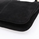 FENDI Mamma Baguette Tote Bag Suede Black Gold Tone Auth 198883A-15