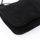 FENDI Mamma Baguette Tote Bag Suede Black Gold Tone Auth 198883A-16