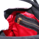 FENDI Mamma Baguette Tote Bag Suede Black Gold Tone Auth 198883A-22