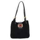 FENDI Mamma Baguette Tote Bag Suede Black Gold Tone Auth 198883A-13