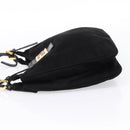 FENDI Mamma Baguette Tote Bag Suede Black Gold Tone Auth 198883A-3