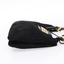FENDI Mamma Baguette Tote Bag Suede Black Gold Tone Auth 198883A-4