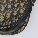 Christian Dior Trotter Canvas Shoulder Bag Navy Gold Tone Auth 198886-14